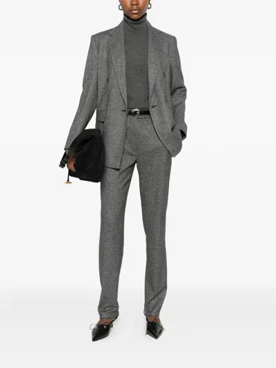 Max Mara Trousers With Embossed Pattern In Gray