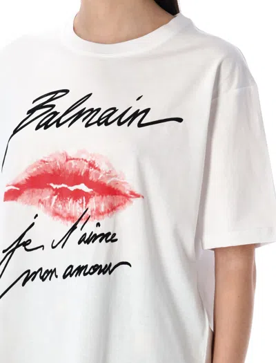 Balmain Kiss Print T-shirt In White