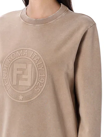 Fendi Cappuccino Cotton Oversize Sweatshirt In Nude