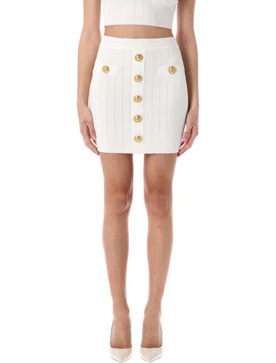 Balmain Viscose Blend Skirt With Iconic Buttons In White