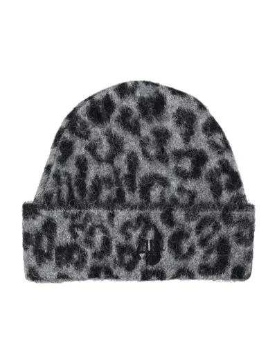 Anine Bing Elia Alpaca-wool Beanie Grey Leopard Pattern In Gray