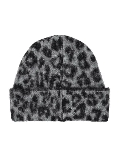 Anine Bing Elia Alpaca-wool Beanie Grey Leopard Pattern In Gray