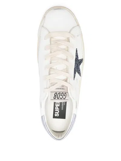 Golden Goose Super-star Sneakers In Vintage Effect Leather With Glittered Star And Glycine Leather H In Multi