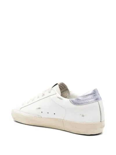 Golden Goose Super-star Sneakers In Vintage Effect Leather With Glittered Star And Glycine Leather H In Multi