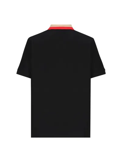 Burberry Logo Intarsia-knit Short Sleeved Polo Shirt In Black