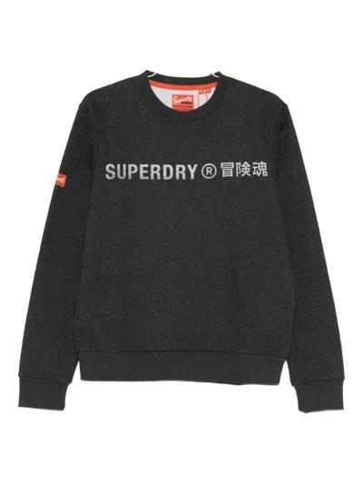 Superdry Logo-print Crew-neck Sweatshirt In Black