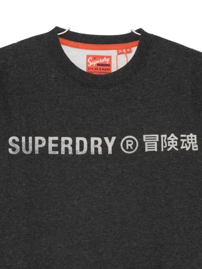 Superdry Logo-print Crew-neck Sweatshirt In Black