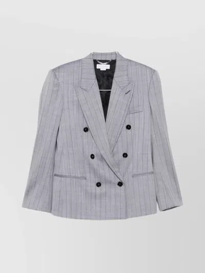 Stella Mccartney Double-breasted Wool Jacket Notched Lapels In Blue