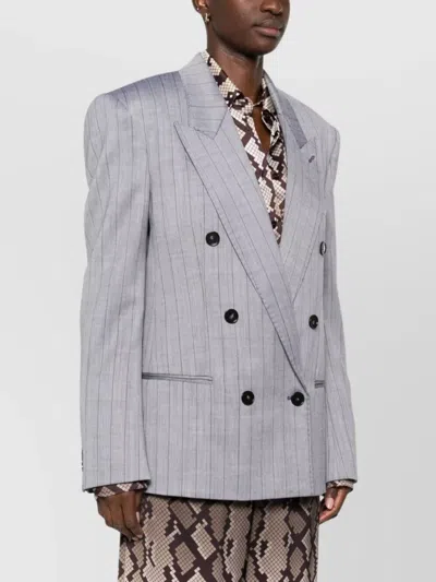 Stella Mccartney Double-breasted Wool Jacket Notched Lapels In Blue