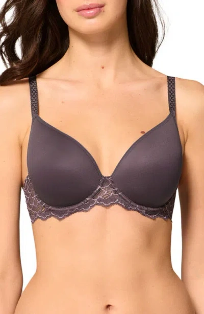 Simone Perele Caresse 3d Plunge Lace Underwire Bra In Gray