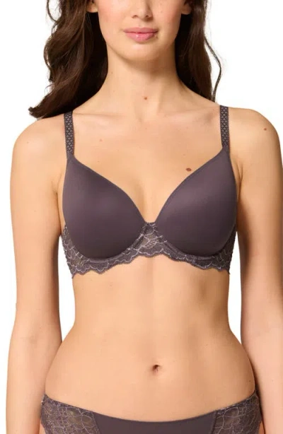 Simone Perele Caresse 3d Plunge Lace Underwire Bra In Gray