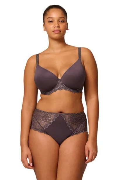 Simone Perele Caresse 3d Plunge Lace Underwire Bra In Gray