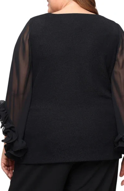 Alex Evenings 8427881 Metallic Blouse Plus Size Top In Black