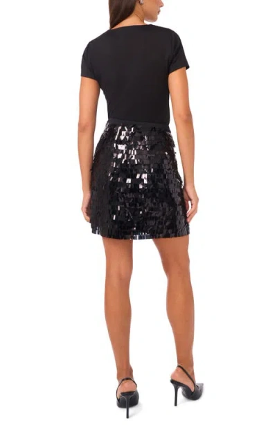Vince Camuto Sequin Miniskirt In Black