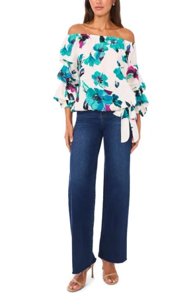 Vince Camuto Off The Shoulder Bubble Sleeve Top In Green