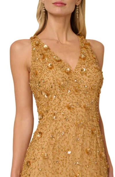 Adrianna Papell Women's Sleeveless Beaded Column Dress In Brown