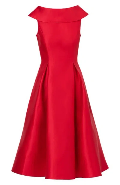 Adrianna Papell Women's Boat Neck Sleeveless Fit & Flare Dress In Red