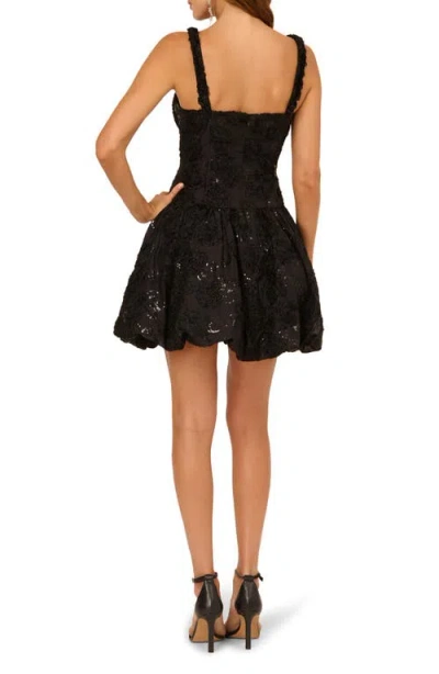 Adrianna Papell Sequin Soutache Bubble Skirt Fit & Flare Cocktail Minidress In Black