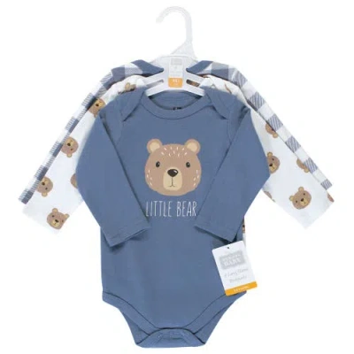 Hudson Baby Cotton Long-sleeve Bodysuit 3pk In Blue