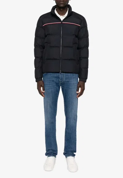 Moncler Puffer Jacket With High Collar And Quilted Design In Black