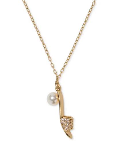 Kate Spade Cubic Zirconia And Imitation Pearl Life Of The Party Necklace In Gold