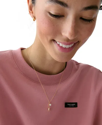 Kate Spade Cubic Zirconia And Imitation Pearl Life Of The Party Necklace In Gold