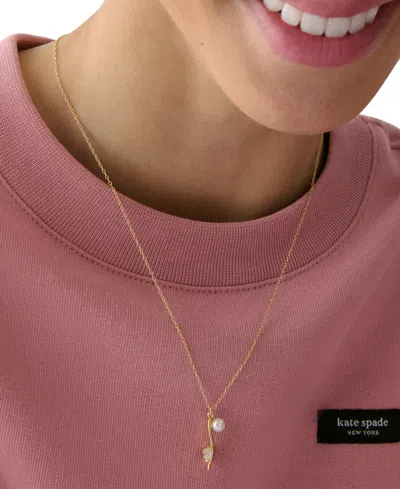 Kate Spade Cubic Zirconia And Imitation Pearl Life Of The Party Necklace In Gold