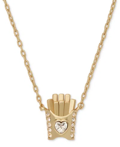 Kate Spade Cubic Zirconia Happy Fry-day Pendant Necklace In Gold