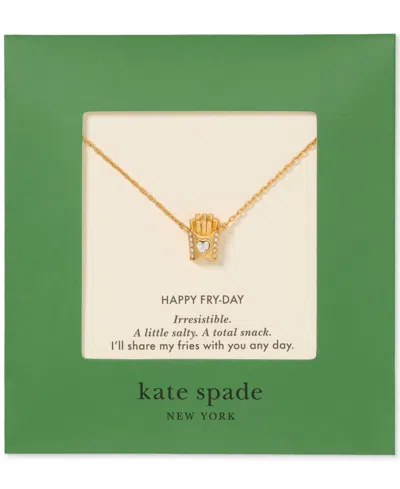 Kate Spade Cubic Zirconia Happy Fry-day Pendant Necklace In Gold