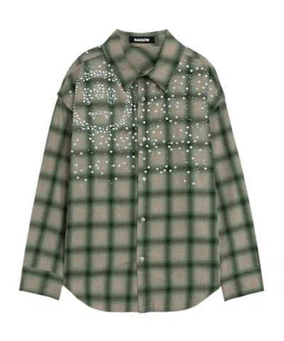 Barrow Shirt With Check Pattern And All-over Studs In Green