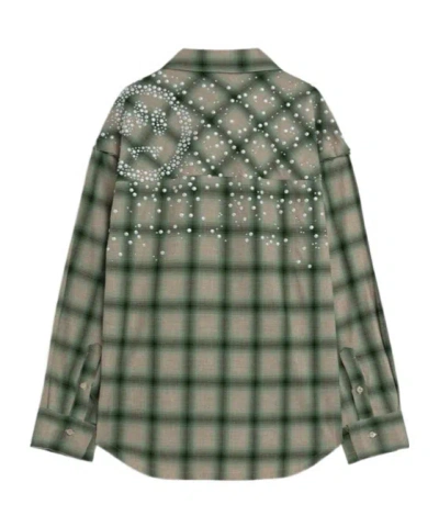 Barrow Shirt With Check Pattern And All-over Studs In Green