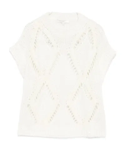 Antonelli Diamond Pattern Knitted Sweater In White