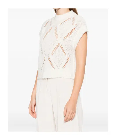 Antonelli Diamond Pattern Knitted Sweater In White