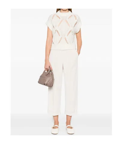 Antonelli Diamond Pattern Knitted Sweater In White