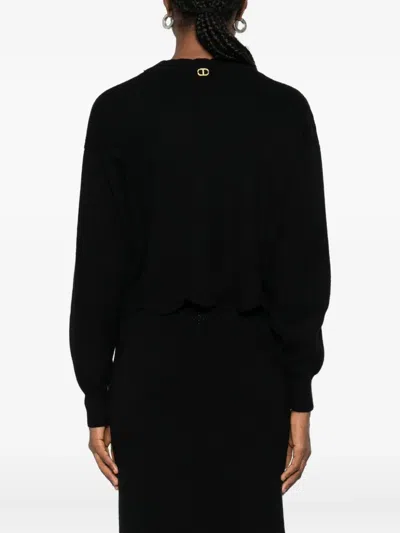 Twinset Wool-cashmere Blend Knitted Jumper In Black