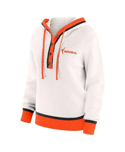 Wear By Erin Andrews Women's Cream Wnba Hooded Sweater In White