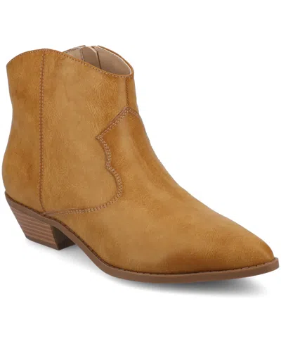 Journee Collection Journee Women's Taliah Medium And Wide Width Western Ankle Booties In Animal Print