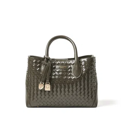 Aspinal Of London Midi Leather London Tote Bag In Green