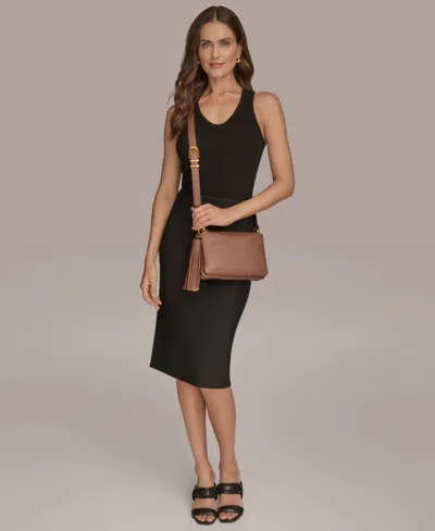 Donna Karan Glenwood Leather Shoulder With Tassel Detail In Brown