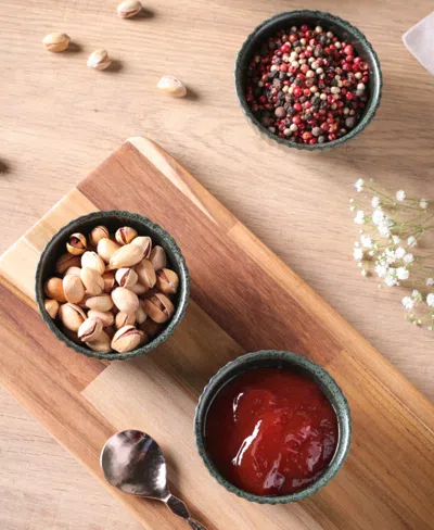 Porto Brasil Stoneware Linhas Ramekins, Set Of 6 In Green