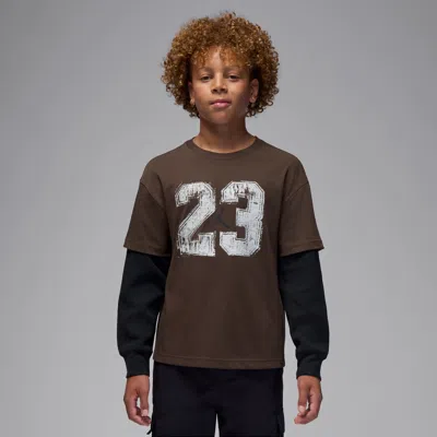 Jordan Mvp Big Kids' Twofer T-shirt In Brown