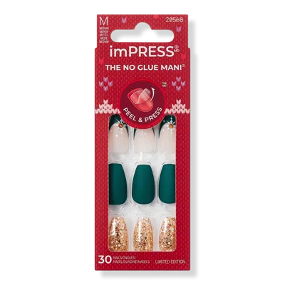 Kiss Impress Design Holiday Press On Nails - The Gift In Multi