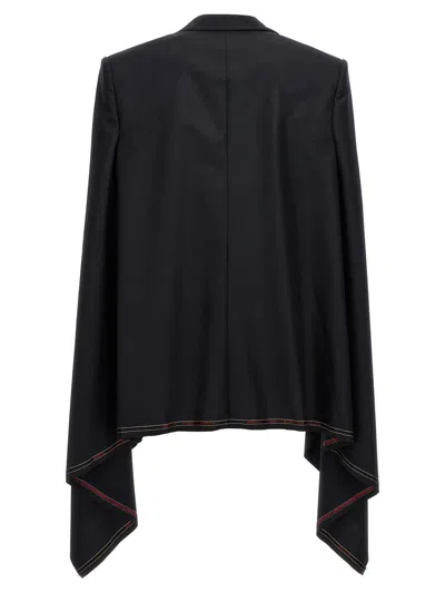 Junya Watanabe Wool Cape With Tailored Fit And Mid-length In Black