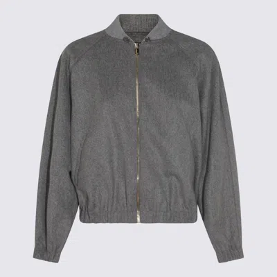 Fabiana Filippi Casual Jacket With Elastic Hem And Side Pockets In Gray