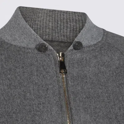 Fabiana Filippi Casual Jacket With Elastic Hem And Side Pockets In Gray