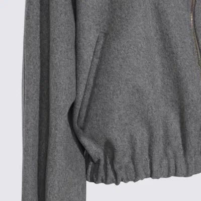 Fabiana Filippi Casual Jacket With Elastic Hem And Side Pockets In Gray