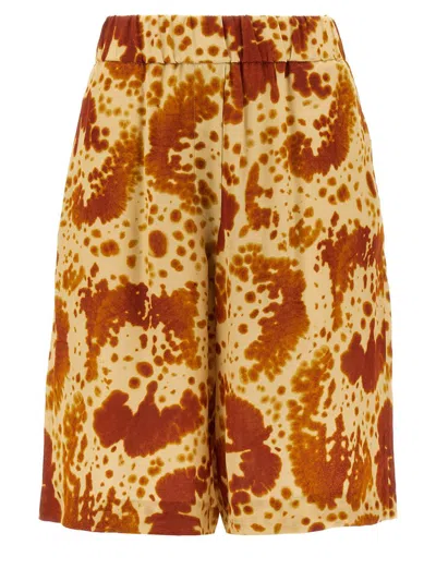 Dries Van Noten Bermuda Shorts With Elastic Waistband And Pockets In Brown