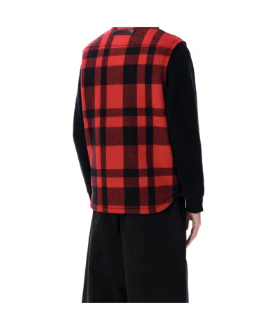 Junya Watanabe Mackinaw Wool And Leather Vest In Multi
