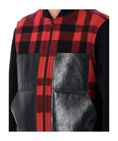 Junya Watanabe Mackinaw Wool And Leather Vest In Multi
