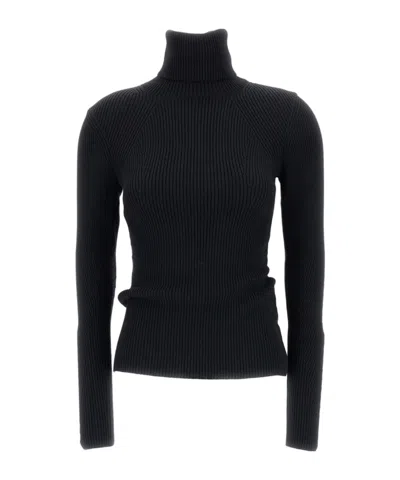 Junya Watanabe Stretch Wool Turtleneck Sweater In Black